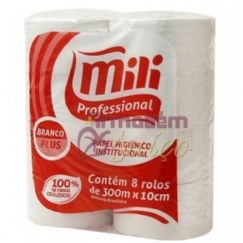 Foto Papel Higiênico Mili Professional Plus - 8 Rolos x 300 MT